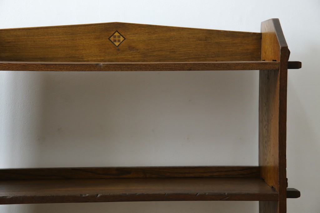 和製アンティーク　栓材　象嵌　どこか懐かしい雰囲気の漂う楔(くさび)式本棚　(R-074022)