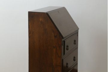 イギリスアンティーク　Lloyd's Antiques(ロイズ・アンティークス)取り扱い　趣のある佇まいが魅力的なオーク材の幅狭ライティングビューロー(ワークデスク、簿記机、在宅用、在宅ワーク用、英国)(R-074023)