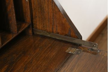 イギリスアンティーク　Lloyd's Antiques(ロイズ・アンティークス)取り扱い　趣のある佇まいが魅力的なオーク材の幅狭ライティングビューロー(ワークデスク、簿記机、在宅用、在宅ワーク用、英国)(R-074023)