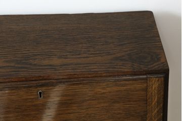 イギリスアンティーク　Lloyd's Antiques(ロイズ・アンティークス)取り扱い　趣のある佇まいが魅力的なオーク材の幅狭ライティングビューロー(ワークデスク、簿記机、在宅用、在宅ワーク用、英国)(R-074023)