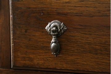 イギリスアンティーク　Lloyd's Antiques(ロイズ・アンティークス)取り扱い　趣のある佇まいが魅力的なオーク材の幅狭ライティングビューロー(ワークデスク、簿記机、在宅用、在宅ワーク用、英国)(R-074023)