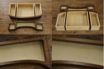 中古　松永工房　アンジュ　クラシカルな雰囲気漂うドレッサーとチェアのセット(化粧台、鏡台、ミラー、イス、椅子)(R-074028)