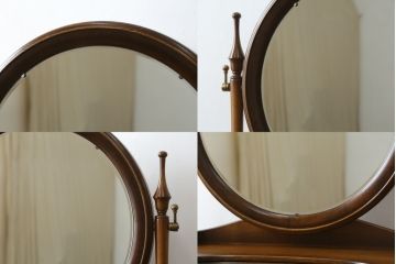 中古　松永工房　アンジュ　クラシカルな雰囲気漂うドレッサーとチェアのセット(化粧台、鏡台、ミラー、イス、椅子)(R-074028)