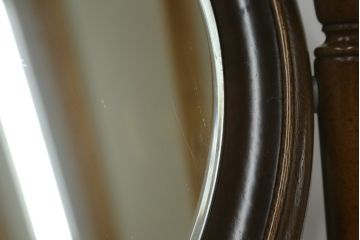 中古　松永工房　アンジュ　クラシカルな雰囲気漂うドレッサーとチェアのセット(化粧台、鏡台、ミラー、イス、椅子)(R-074028)