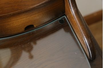 中古　松永工房　アンジュ　クラシカルな雰囲気漂うドレッサーとチェアのセット(化粧台、鏡台、ミラー、イス、椅子)(R-074028)