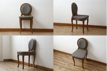 中古　松永工房　アンジュ　クラシカルな雰囲気漂うドレッサーとチェアのセット(化粧台、鏡台、ミラー、イス、椅子)(R-074028)