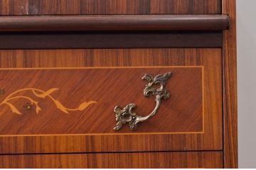 中古　美品　象嵌(マーケットリー)　珍しいシリンダートップのライティングビューロー(ワークデスク、簿記机、引き出し、在宅用、在宅ワーク用)(R-074029)