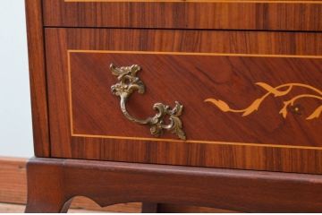 中古　美品　象嵌(マーケットリー)　珍しいシリンダートップのライティングビューロー(ワークデスク、簿記机、引き出し、在宅用、在宅ワーク用)(R-074029)