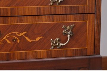 中古　美品　象嵌(マーケットリー)　珍しいシリンダートップのライティングビューロー(ワークデスク、簿記机、引き出し、在宅用、在宅ワーク用)(R-074029)