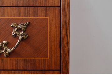 中古　美品　象嵌(マーケットリー)　珍しいシリンダートップのライティングビューロー(ワークデスク、簿記机、引き出し、在宅用、在宅ワーク用)(R-074029)