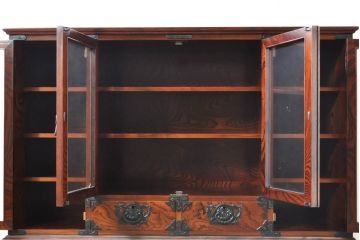 中古　岩谷堂箪笥　菊幸　美しい杢目が上質な雰囲気を醸し出す和風サイドボード(サイドキャビネット、食器棚、カップボード、飾り棚、収納棚、戸棚)(R-074031)
