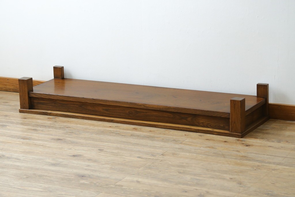 和製アンティーク　総欅(ケヤキ)材　シンプルなデザインで取り入れやすい置き床　(R-074032)