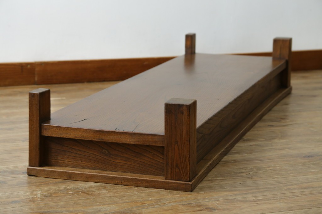 和製アンティーク　総欅(ケヤキ)材　シンプルなデザインで取り入れやすい置き床　(R-074032)