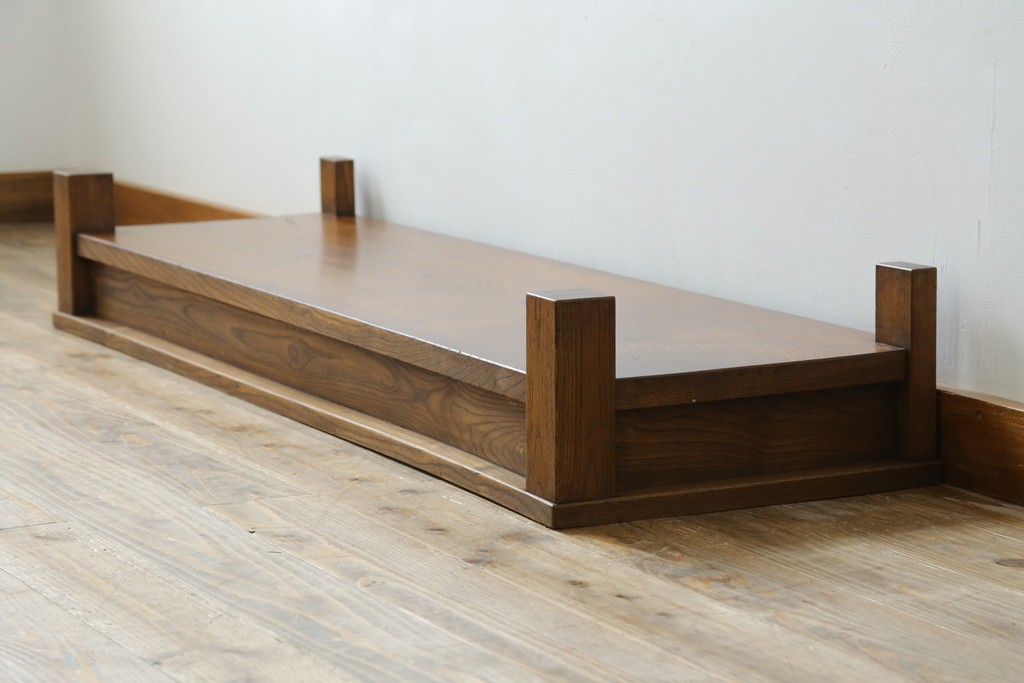 和製アンティーク　総欅(ケヤキ)材　シンプルなデザインで取り入れやすい置き床　(R-074032)