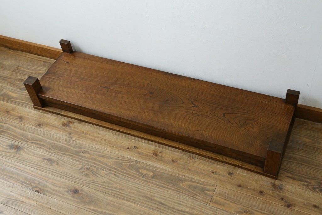 和製アンティーク　総欅(ケヤキ)材　シンプルなデザインで取り入れやすい置き床　(R-074032)