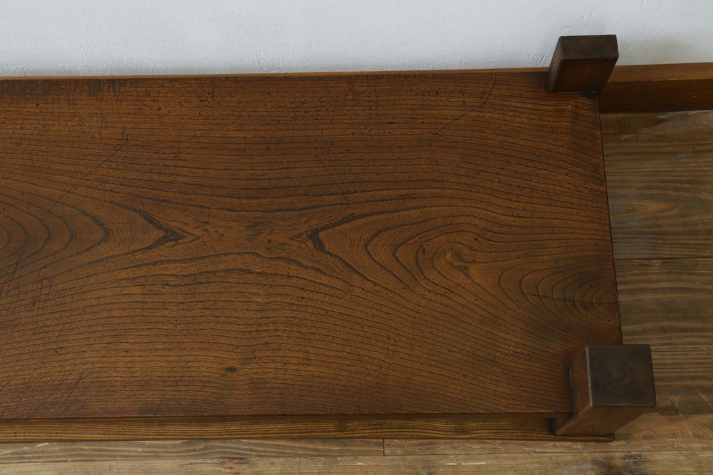 和製アンティーク　総欅(ケヤキ)材　シンプルなデザインで取り入れやすい置き床　(R-074032)