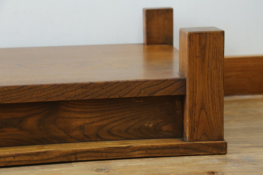 和製アンティーク　総欅(ケヤキ)材　シンプルなデザインで取り入れやすい置き床　(R-074032)