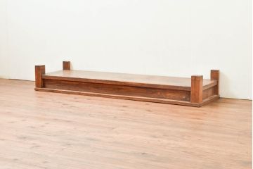 和製アンティーク　総欅(ケヤキ)材　シンプルなデザインで取り入れやすい置き床(置床、ローボード、リビングボード、テレビ台、テレビボード、飾り台)(R-074032)