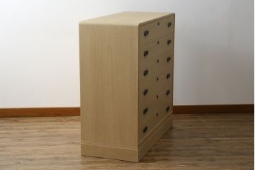 中古　美品　指物士 村山三男　品のある佇まいが魅力的な加茂総桐箪笥(並厚、チェスト、総桐たんす、小袖箪笥、和タンス、衣装箪笥、収納箪笥、整理箪笥、引き出し6杯)(R-074040)