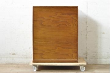和製ビンテージ　高級品!!　指物工芸家具　前面タモ材　天板側面キハダ材　趣のある佇まいが魅力的な引き出し五杯の小引き出し(チェスト、和タンス、収納箪笥、整理箪笥、小物収納、卓上収納、ヴィンテージ)(R-074041)