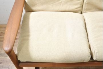 デンマークビンテージ　レア!!　komfort　チーク材　ナチュラルテイストのお部屋におすすめの3人掛けソファ(3P、三人掛け、3シーター、トリプルソファ、アームソファ、北欧、ヴィンテージ)(R-074046)