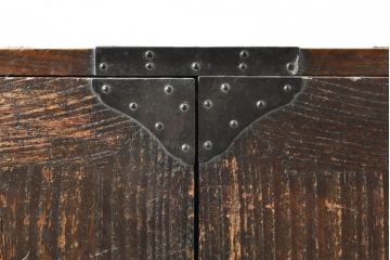 和製アンティーク　上手物!!　前面桐材　他欅(ケヤキ)材　趣のある佇まいが魅力的な観音開き扉の帳場箪笥(観音箪笥、時代箪笥、小物収納、収納箪笥、整理箪笥、引き出し)(R-074047)