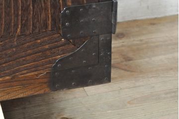和製アンティーク　上手物!!　前面桐材　他欅(ケヤキ)材　趣のある佇まいが魅力的な観音開き扉の帳場箪笥(観音箪笥、時代箪笥、小物収納、収納箪笥、整理箪笥、引き出し)(R-074047)
