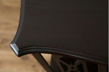 イギリスアンティーク　マホガニー材　落ち着いた木の色味が魅力的!! 透かし彫り入りのリボルビングブックシェルフ(ブックケース、本棚、書棚、回転式、マガジンラック、英国)(R-074054)