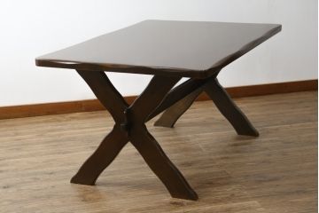 中古　希少な廃盤品　カリモク家具(karimoku)　ルスティック(RUSTIC)　柔らかな曲線が優しい雰囲気を醸し出すダイニングテーブル(食卓、4人掛け)(R-074055)