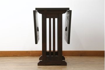 中古　北海道民芸家具　#430　落ち着いた色味が魅力的なバタフライテーブル(エクステンションテーブル、ダイニングテーブル、食卓、2人掛け、4人掛け)(R-074057)