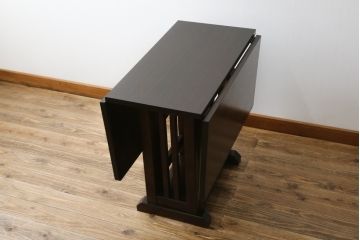 中古　北海道民芸家具　#430　落ち着いた色味が魅力的なバタフライテーブル(エクステンションテーブル、ダイニングテーブル、食卓、2人掛け、4人掛け)(R-074057)