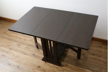 中古　北海道民芸家具　#430　落ち着いた色味が魅力的なバタフライテーブル(エクステンションテーブル、ダイニングテーブル、食卓、2人掛け、4人掛け)(R-074057)