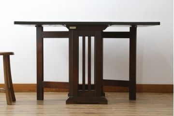 中古　北海道民芸家具　#430　落ち着いた色味が魅力的なバタフライテーブル(エクステンションテーブル、ダイニングテーブル、食卓、2人掛け、4人掛け)(R-074057)