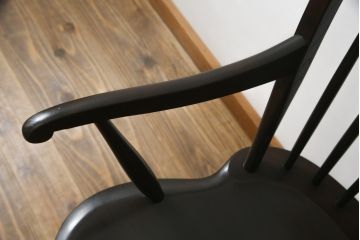 中古　松本民芸家具　美しいシルエットが目を引く#85リーチ型アームチェア2脚セット(ダイニングチェア、板座チェア、椅子、イス)(R-074058)