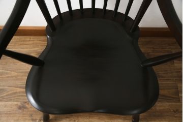 中古　松本民芸家具　美しいシルエットが目を引く#85リーチ型アームチェア2脚セット(ダイニングチェア、板座チェア、椅子、イス)(R-074058)