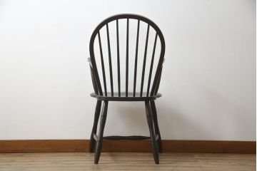 中古　松本民芸家具　美しいシルエットが目を引く#85リーチ型アームチェア2脚セット(ダイニングチェア、板座チェア、椅子、イス)(R-074058)