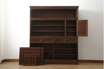 中古　美品!!　松本民芸家具　和モダンな雰囲気を醸し出す舞良型食器棚(キャビネット、水屋箪笥、収納棚、戸棚)(定価約133万円)(R-074061)