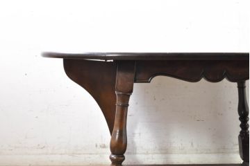 中古　松本民芸家具　D型バタフライ卓子　挽き物加工の脚が目を惹くバタフライテーブル(エクステンションテーブル、ダイニングテーブル、2人掛け、4人掛け)(定価約38万円)(R-074064)
