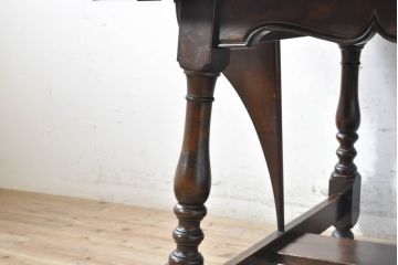 中古　松本民芸家具　D型バタフライ卓子　挽き物加工の脚が目を惹くバタフライテーブル(エクステンションテーブル、ダイニングテーブル、2人掛け、4人掛け)(定価約38万円)(R-074064)