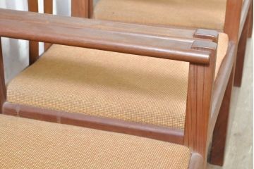 和製ビンテージ　チーク材　シンプルで洗練されたデザインが魅力的なダイニングチェア4脚セット(アームチェア、椅子、イス、ヴィンテージ)(R-074065)
