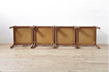 和製ビンテージ　チーク材　シンプルで洗練されたデザインが魅力的なダイニングチェア4脚セット(アームチェア、椅子、イス、ヴィンテージ)(R-074065)
