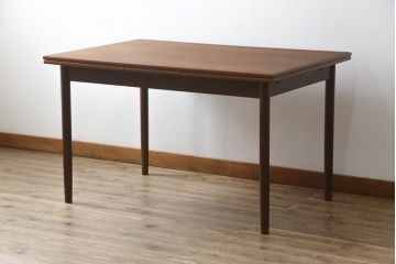 和製ビンテージ　チーク材　シンプルなデザインで取り入れやすいエクステンションテーブル(ダイニングテーブル、4人掛け、6人掛け、ヴィンテージ)(R-074069)