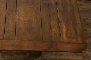 イギリスアンティーク　オーク材　猫脚がお洒落なドローリーフテーブル(エクステンションテーブル、ダイニングテーブル、2人掛け、4人掛け、英国)(R-074070)
