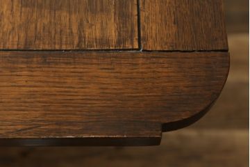 イギリスアンティーク　オーク材　猫脚がお洒落なドローリーフテーブル(エクステンションテーブル、ダイニングテーブル、2人掛け、4人掛け、英国)(R-074070)