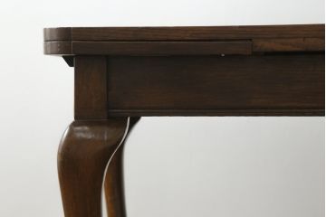 イギリスアンティーク　オーク材　猫脚がお洒落なドローリーフテーブル(エクステンションテーブル、ダイニングテーブル、2人掛け、4人掛け、英国)(R-074070)