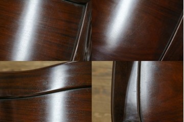 和製ヴィンテージ　螺鈿(ラデン)細工　象嵌入り　凝ったデザインが目を惹くアームチェア2脚セット　(R-074072)