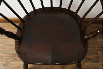 和製ビンテージ　松本民芸家具　#91型　落ち着きのある大人カフェ風インテリアが叶うキャプテンチェア(アームチェア、板座チェア、ダイニングチェア、椅子、イス、ヴィンテージ)(定価約13万円)(R-074079)