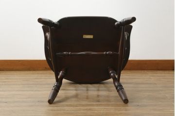 和製ビンテージ　松本民芸家具　#91型　落ち着きのある大人カフェ風インテリアが叶うキャプテンチェア(アームチェア、板座チェア、ダイニングチェア、椅子、イス、ヴィンテージ)(定価約13万円)(R-074079)