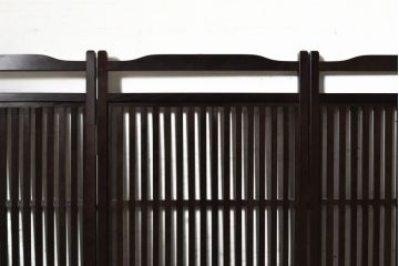 中古　上品な佇まいの民芸風四連衝立て(衝い立て、パーテーション、つい立て、仕切り)(R-074084)