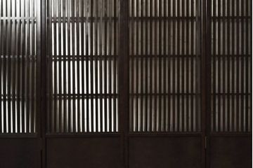中古　上品な佇まいの民芸風四連衝立て(衝い立て、パーテーション、つい立て、仕切り)(R-074084)